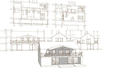 house with attic 3D illustration