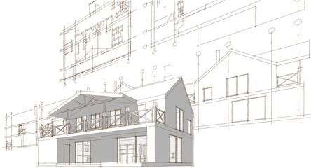 house with attic 3D illustration