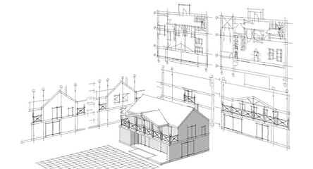 house with attic 3D illustration