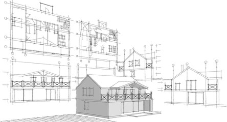 house with attic 3D illustration