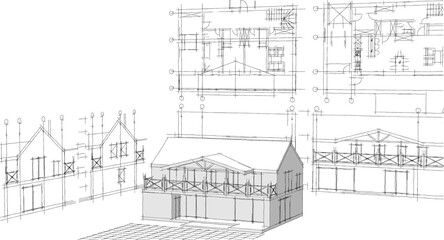 house with attic 3D illustration