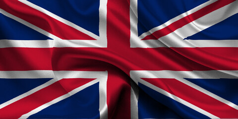 High detailed flag of United Kingdom. National United Kingdom flag. Europe. UK. 3D illustration.