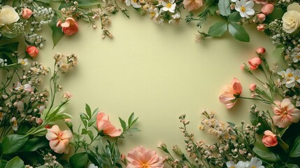 Vibrant Flower Arrangement Set Against Bright Yellow Background Showcasing Various Blooming Flowers in Full Color Capturing the Essence of Springtime Beauty and Natural Elegance in Bloom