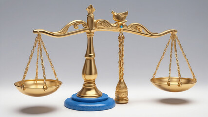 3D Illustration of a Hand Holding a Golden Balance Scale

