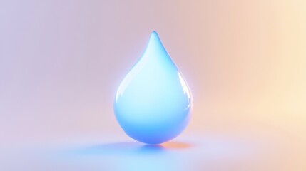 Fototapeta premium Glowing blue water drop on soft background; purity concept