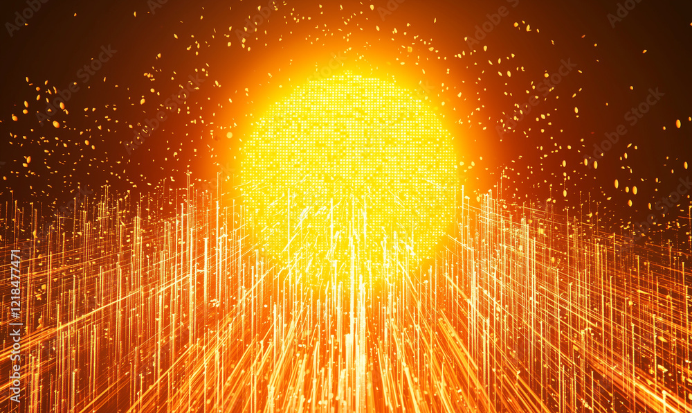 Poster dynamic energy burst digital transformation visual art abstract environment wide angle conceptual in