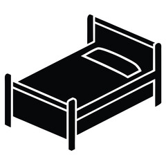 Bed Icon Vector Design - Minimalistic Bed Silhouette Illustration for Home Decor or Furniture