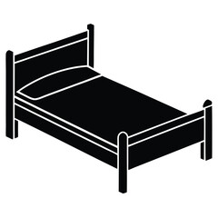 Bed Icon Vector Design - Minimalistic Bed Silhouette Illustration for Home Decor or Furniture