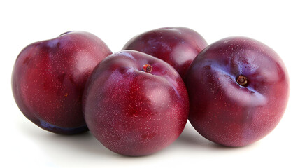 Obraz premium Plum colored plums set apart against a white background