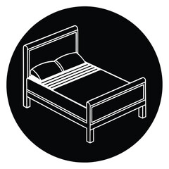 Bed Icon Vector Design - Minimalistic Bed Silhouette Illustration for Home Decor or Furniture