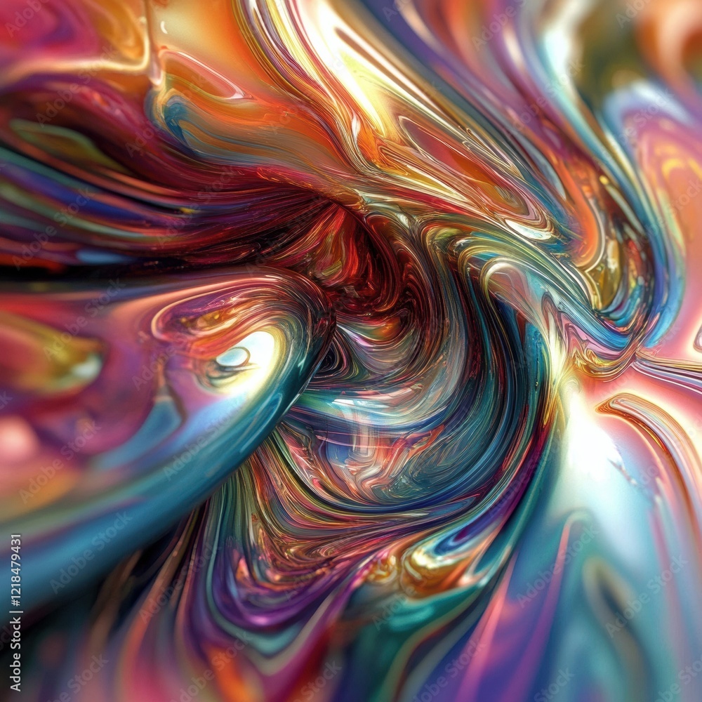 Poster colorful swirl of abstract shapes creates a mesmerizing visual experience in a studio setting. gener