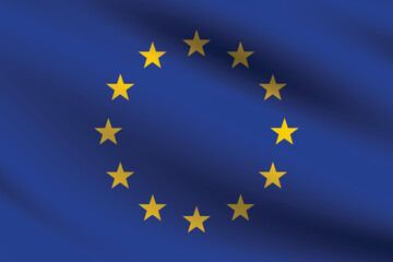 European Union flag official colors and proportion digital vector illustration. Pleated flag.
