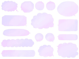 水彩ピンク薄紫のグラデーションふきだしセット