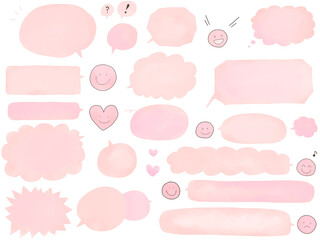 水彩・ピンクのふきだしセット