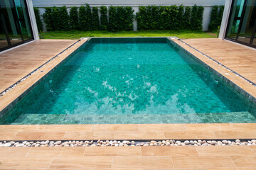 Luxury Teal Swimming Pool Modern Home Backyard Oasis