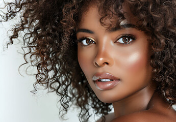 Portrait of a Young Woman with Curly Hair