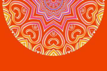 Simple colourful half circle flower line art pattern of indonesian culture traditional tenun batik ethnic dayak ornament	