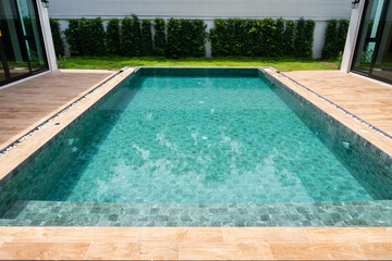 Luxury Teal Swimming Pool Modern Home Backyard Oasis