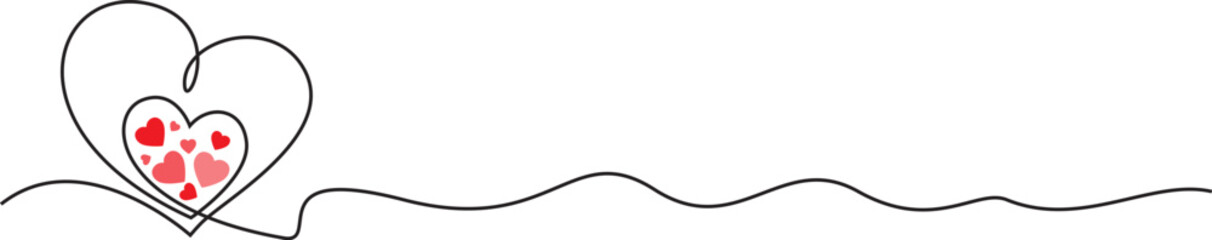 Heart shape continuous single line drawing with color. Vector eps 10