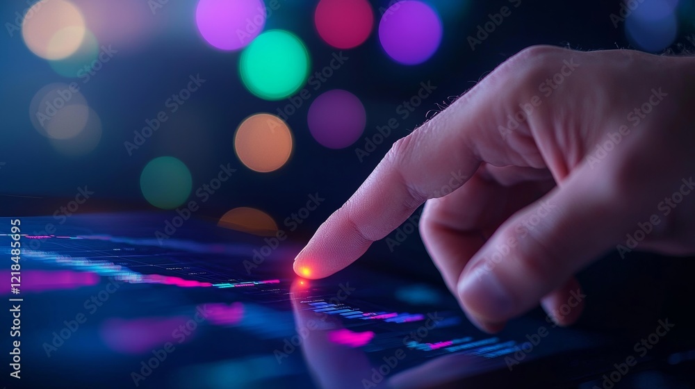 Aufkleber hand interacting with data visualization on tablet screen