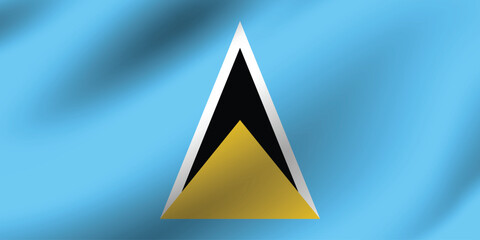 Saint Lucia flag official colors and proportion digital vector illustration. Pleated flag.