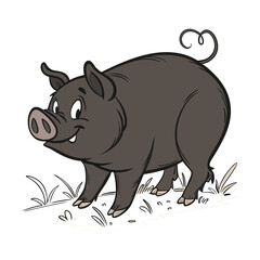 Fototapeta premium Stylized Black and White Pig Silhouette Design