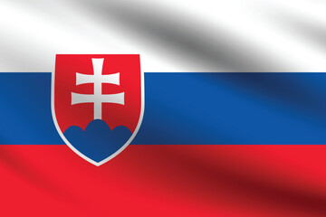 Fototapeta premium Slovakia flag official colors and proportion digital vector illustration. Pleated flag.