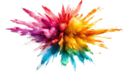 Paint powder explosion on transparent background