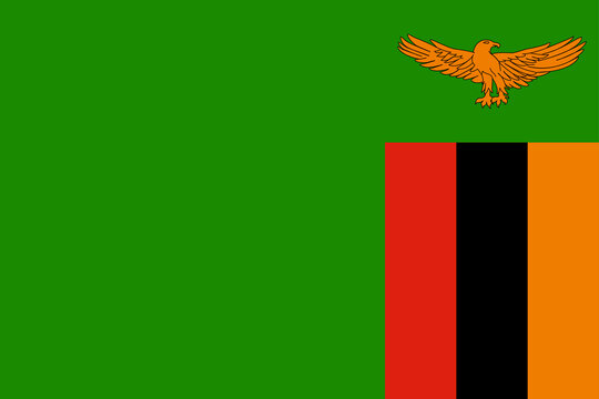 High detailed flag of Zambia. National Zambia flag. Africa. 3D illustration.