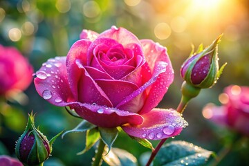 Obraz premium Dew-Kissed Rose Buds - Morning Light