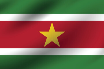 Naklejka premium Suriname flag official colors and proportion digital vector illustration. Pleated flag.
