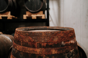 Old Rare Whisky In Wooden Single Barrel