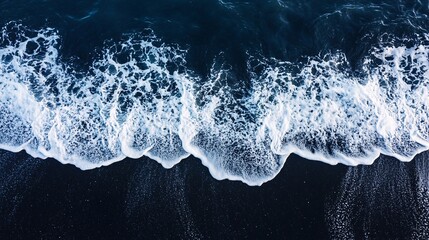 Serene Black Sand Beach in New Zealand with Crashing Waves: