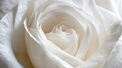 Close-up white rose petals, soft light, blurred background, wedding invitation design