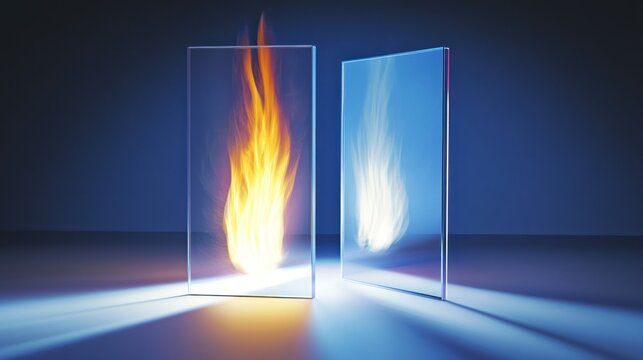 Fire-resistant glass panels; studio flame test; safety; energy efficiency