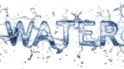 Water word splash, white background, pure, liquid, advertising