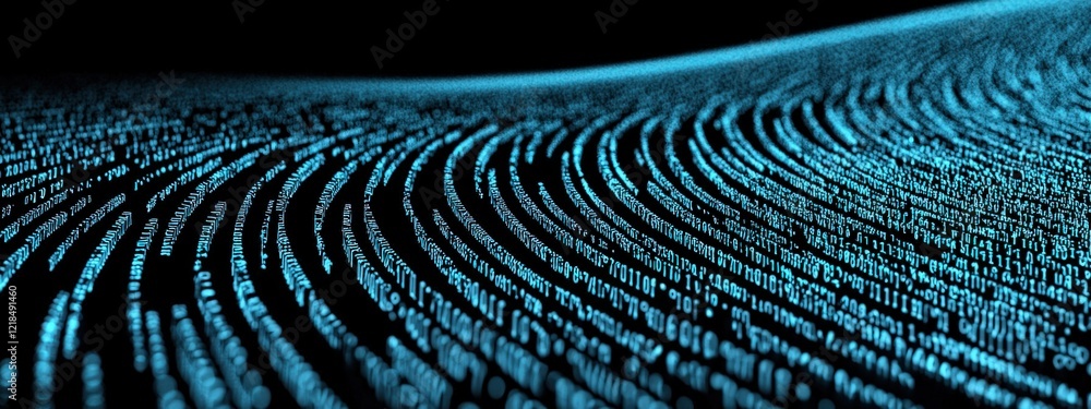 Poster abstract representation of digital data flow in a futuristic cyber environment with glowing blue ele