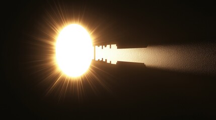 Bright Sunlight Burst Through An Abstract Keyhole Silhouette In Dark Background