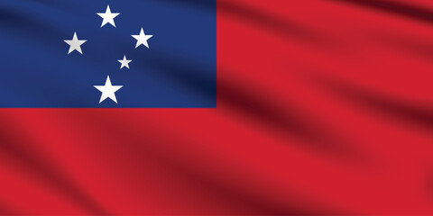 Samoa flag official colors and proportion digital vector illustration. Pleated flag.