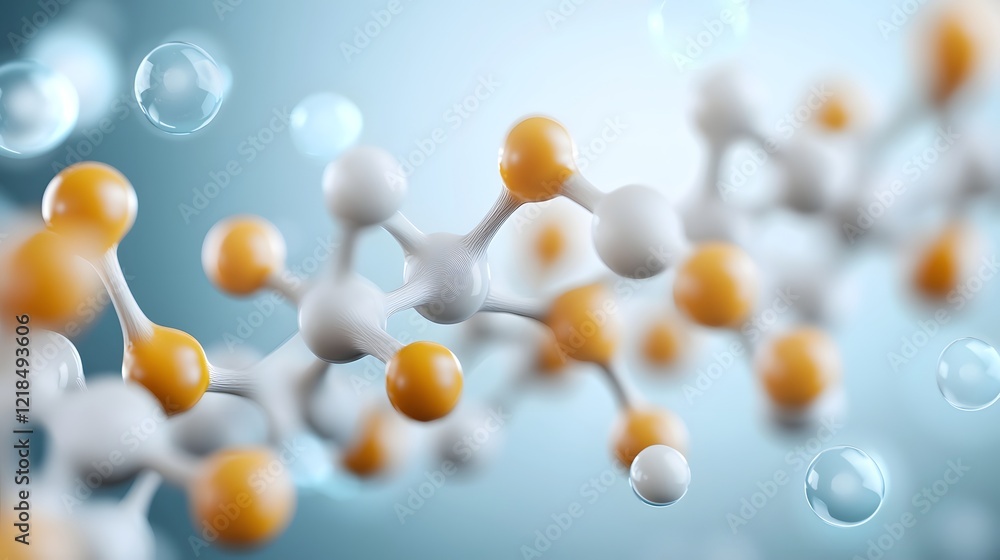 Poster Vibrant and Dynamic 3D Visualization of Floating Molecules Representing an Intricate Futuristic Protein Structure and Amino Acid Model Concept Background