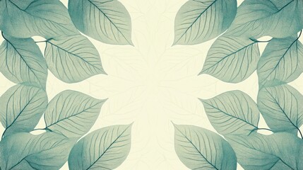 Teal leaf frame, nature background, design template