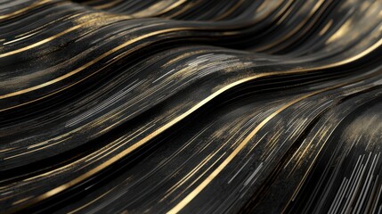 Obraz premium Luxurious Black and Gold Abstract Wave Texture Background for Premium Designs