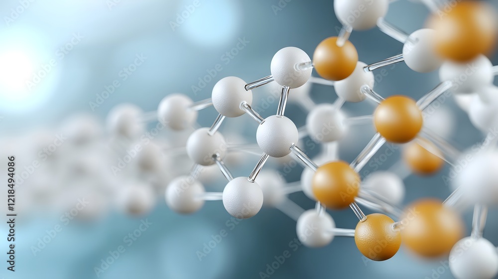 Leinwandbilder futuristic 3d model of a floating molecular protein structure network against a vibrant gradient sci