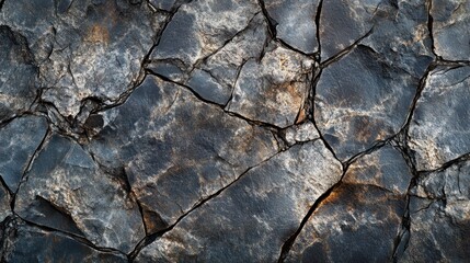 Fototapeta premium Cracked dark stone texture, coastal cliff background, design element