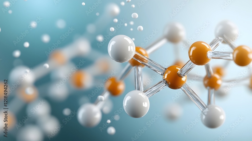 Poster Conceptual visualization of dynamic molecular interactions in a floating ethereal space emphasizing the intricate composition and structure of amino acids and proteins against an elegant