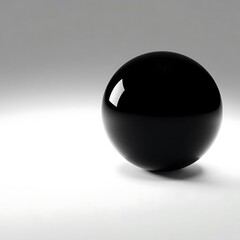A glossy, black ball spherical object isolated on white background