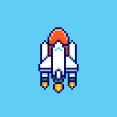 Pixel art Space Rocket game asset design