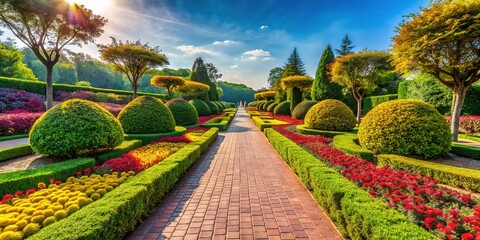 Park Walkways - Low Angle Wide Shot, Bright Colors