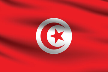 Obraz premium Tunisia flag official colors and proportion digital vector illustration. Pleated flag.