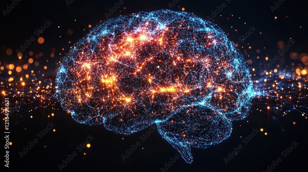 Aufkleber luminous brain neural network: abstract representation of intelligence and consciousness